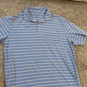 Men's Blue Striped Polo Shirt